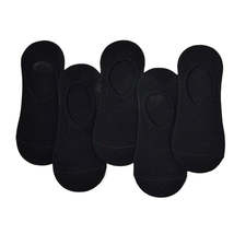Anysox 5 Pairs Size 4-9 Black Boat Socks Summer Thin Invisible Cotton No... - £14.07 GBP