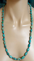 Necklace Handmade Oval Turquoise Beads with Silver Accent beads between - £71.72 GBP