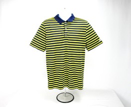 Adidas Blue &amp; Yellow Striped Short Sleeve Polo Shirt Mens Sz L Casual Ac... - £19.67 GBP