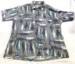 AOP Koko Island XL All Over Fish Print Mens Short Sleeve Button Up Shirt... - $26.62 CAD