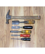 Vintage True Temper Straight Claw Hammer 16 Oz. &amp; 5 Chisels 1/4&quot; to 1 1/4&quot;. - $54.45