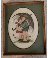 Finished Cross Stitch “Rainy Day Kids” Matted Framed Signed - £13.12 GBP