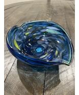 Royal Sealy Cobalt Confetti Glass Bowl Japan Art Glass Hand Blown - $55.27 CAD