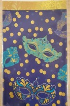 Two (2) Mardi Gras Plastic Tablecovers - Purple W Masks 54x102 - New - £9.10 GBP