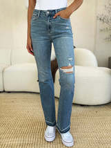 Judy Blue Full Size Mid Rise Destroyed Hem Distressed Jeans - $66.64