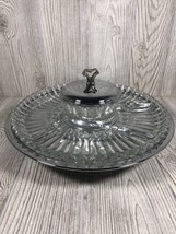 Mid Century Mod Kromex Lazy Susan Chrome Glass Divided Serving Relish Tray - 13” - £25.34 GBP