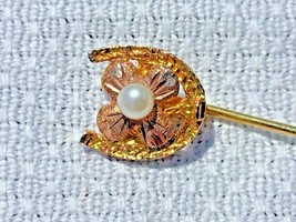 Authentic Black Hills Gold 10/12k Stickpin With Small Pearl - £43.18 GBP