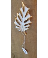 Vintage Crown Trifari Leaf Brooch White Enamel Gold Tone Trifarium Fall A1 - $28.05