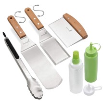 Metal Spatula Set Stainless Steel And Scraper - Professional Chef Griddl... - $48.99