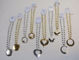 Set of 10 Beads w/Pendant Necklace &amp; Earring Sets ~ Shiny Gold &amp; Silver ... - $14.65