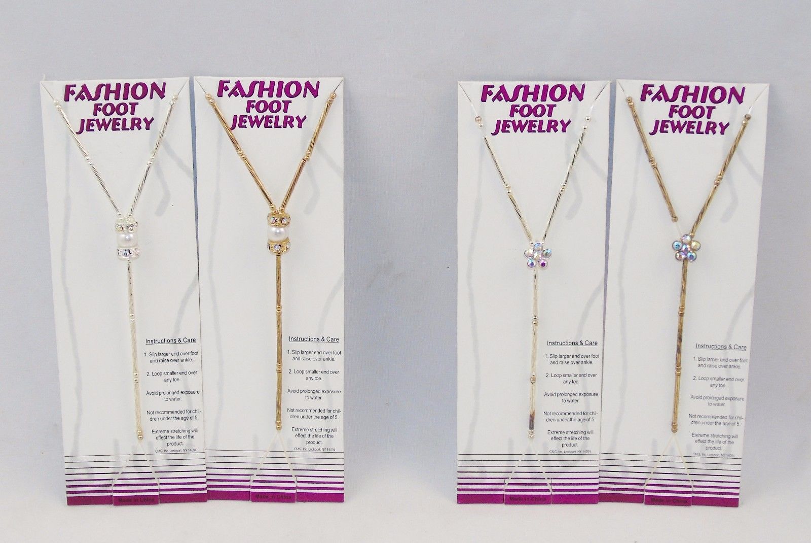 48 (12 x 4) Fashion Foot Jewelry w/Faux Pearls & Rhinestones ~ Gold/Silver Tone - $48.95