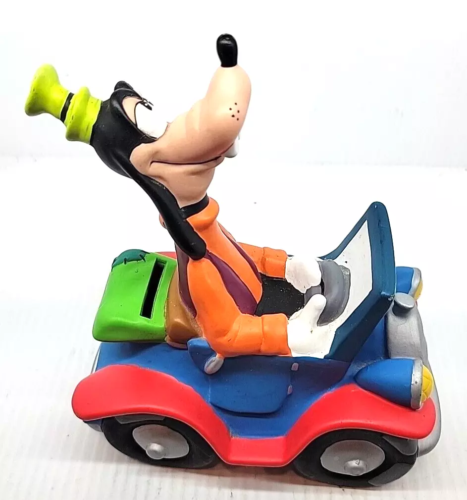 DISNEY COIN BANK Vintage Goofy Driving Blue Jalopy Car - $13.72 CAD