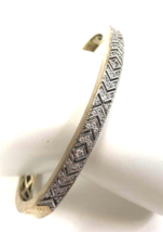 Vtg Hinged Cuff Bracelet Zirconia Mod Decco bangle CHINA SW 925 CZ retro glam - £38.89 GBP