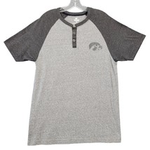 Colosseum Mens Shirt Iowa Hawkeyes Size L Gray Henley Classic Short Sleeves Logo - £12.98 GBP