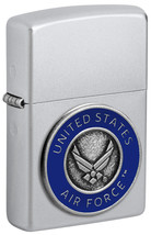 Zippo Lighter - US Air Force Emblem Attached On Satin Chrome Finish  - 8... - £39.53 GBP