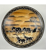 African Print Soap Stone Bowl With 2 Rhinos + 2 Elephants - 6&quot; W  1 5/8&quot; H - £11.30 GBP