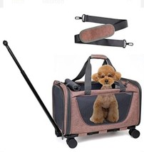 PROKEI Pet Carrier With Wheels For Cat/Dog, Airline Approved ** Coral - £63.94 GBP