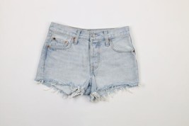 Levis 501 Womens 25 Distressed Button Fly Cut Off Denim Jean Shorts Jorts Blue - £38.59 GBP