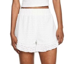 Womens Shorts Junior Girls SO White Knit Eyelet Ruffle Elastic Waist-sz M - £15.59 GBP