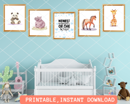 Printable Wall Art, set of 6,Nursery art,Watercolor Cute Animal Art,Toddler Room - £7.98 GBP