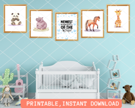 Printable Wall Art, set of 6,Nursery art,Watercolor Cute Animal Art,Todd... - £7.85 GBP