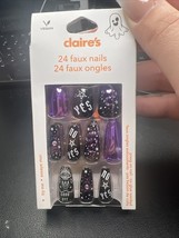 24pc Claire’s Fake False Press On Fortune Teller Purple Black Long Coffi... - $9.90