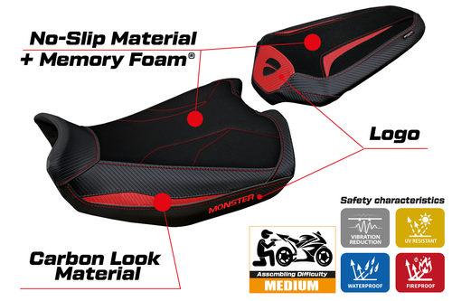 Ducati Monster 937 950 2021-2024 2025 Seat Cover Tappezzeria Comfort Red Black Item image 3