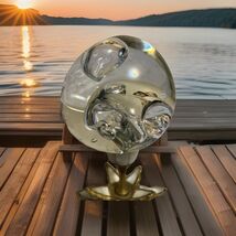 Clear Art Glass Paperweight with Abstract Bubbles - $12.62