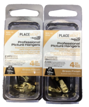 Lot of 2 National Hardware Professional Picture Hangers Brass Finish 8 Pc Total - £7.26 GBP