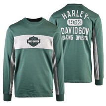 Harley-Davidson Men&#39;s Sweatshirt Bistro Green Racing Bar &amp; Shield L/S (S35) - £30.28 GBP