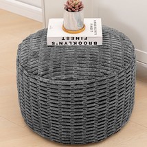 Abunheri Storage Ottoman With Cushions And Pp Cotton, Faux Fur Poufs, Round Foot - £55.76 GBP