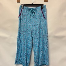 Womens S Blue Floral Printed Soft Lounge Pajama Capri Pants PREOWNED Y56 - €17,01 EUR