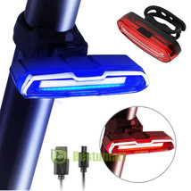Led Bicycle Cycling Tail Light Usb Rechargeable Bike Rear Blue/Red Light... - $24.69