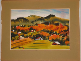 An item in the Art category: Lewis Suzuki 1960's Signed Landscape Watercolor Painting