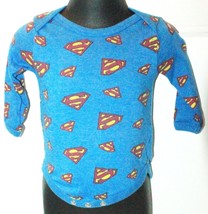 Superman Logo One Piece Baby Suit Dc Comics 3-6 Months Blue Long Sleeve Used - £3.16 GBP