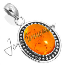 Handmade Jewelry Natural Amber Pendant 925 Fine Sterling Silver - £25.69 GBP