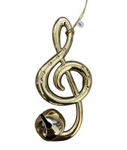 Midwest-CBK Treble Clef Ornament Metal Look W Bell Gold 4.75 in - £5.95 GBP