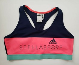 adidas StellaSport Graphic Womens Running Yoga Sports Bra Hot Pink Navy Size L - £19.42 GBP
