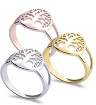 Tree Of Life Ring: Sterling Silver, 24K Gold, Rose Gold - £63.74 GBP