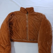 Shinestar SJ3441 Women's Merigold Camel Velvet Cropped Puffer Jacket Size Large image 12