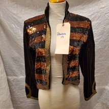 Semplice Women&#39;s Black Striped Sequin Jacket, Size M - $39.59
