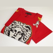 Men LAVERITA European Fashion Shirt Short Sleeves Medusa Floral Design 93361 Red image 6