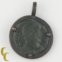 Ancient Roman Coin In Silver Antiqued Bezel Pendant 3.4 Grams - £271.31 GBP