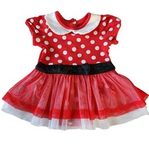 Disney Store Minnie Mouse Red Polka Dot Baby One Piece Tutu Dress Bodysuit 9-12m - £11.63 GBP