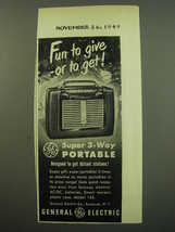 1949 General Electric Model 165 Portable Radio Ad - Fun to give - or to get! - $18.49