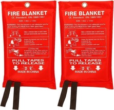 2 EMERGENCY FIRE BLANKETS Fiberglass Flame Retardant Size L(39.37” x 39.... - £15.56 GBP