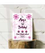 Personalized Hot Pink Flower Birthday Invitation - £7.89 GBP