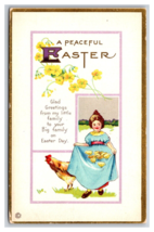 Peaceful Easter Woman Gathering Flowers w Chicken DB Postcard H29 - £2.29 GBP