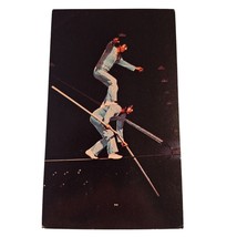 Postcard High Wire Heroism Ringling Bros Barnum &amp; Bailey Circus Chrome Unposted - £5.56 GBP