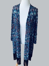 Catherines Quarter Sleeve Open Stained Glass Pattern Tassle Fringe Duster New 4X - £34.61 GBP